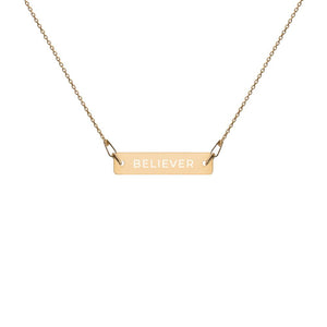 Believer Engraved Silver Bar Chain Necklace - JSWAG Faith Apparel