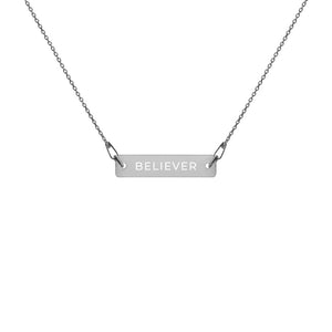 Believer Engraved Silver Bar Chain Necklace - JSWAG Faith Apparel