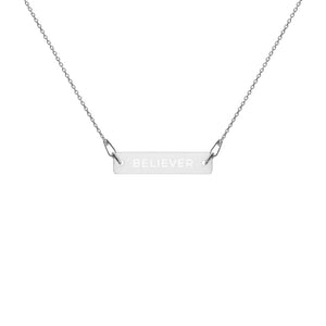 Believer Engraved Silver Bar Chain Necklace - JSWAG Faith Apparel